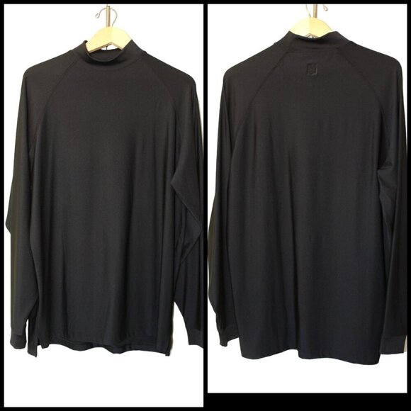 Footjoy black Men's Pro Dry Performance Golf Mock T shirt long sleeve Size Large - Picture 1 of 11